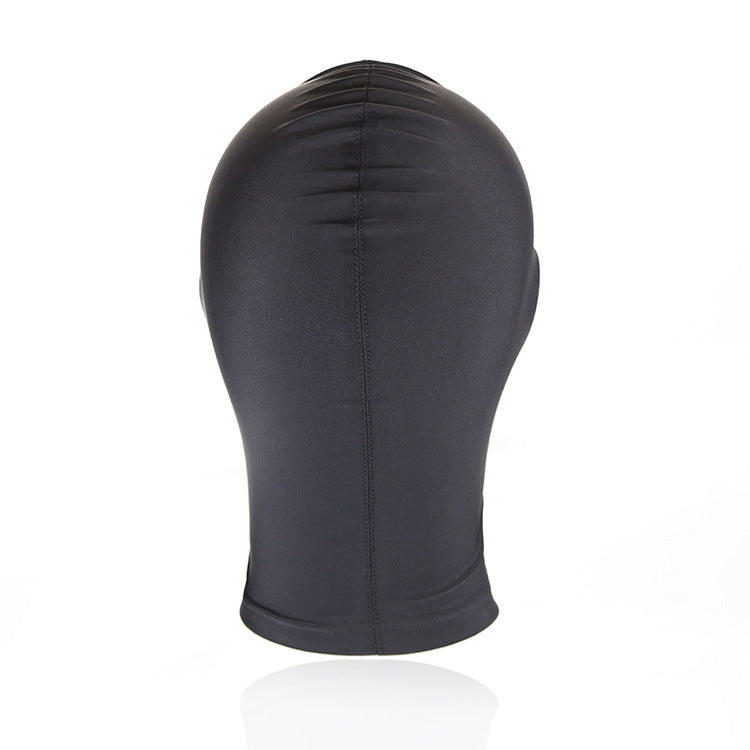 Black stretch fabric blindfold hood for roleplay