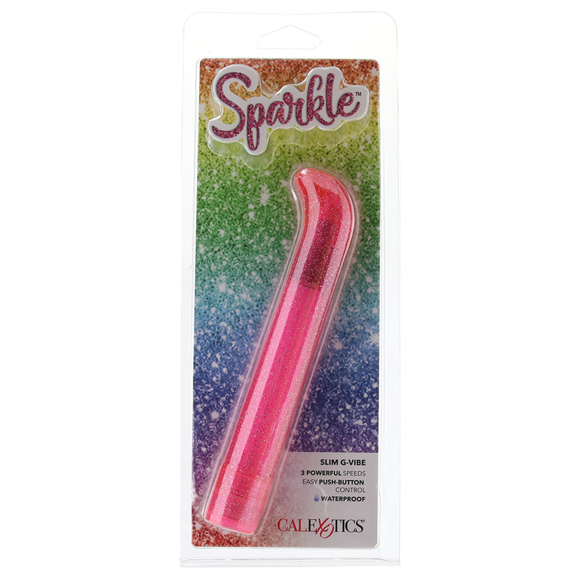 please meet the Sparkle Slim G-Vibe from CalExotics. Curvy at the tip, this curvy classic easily targets your/their g-spot, but if penetration isn't in the cards, not to worry, this vibe is also perfect for pinpointing clitorises, nipples, penises