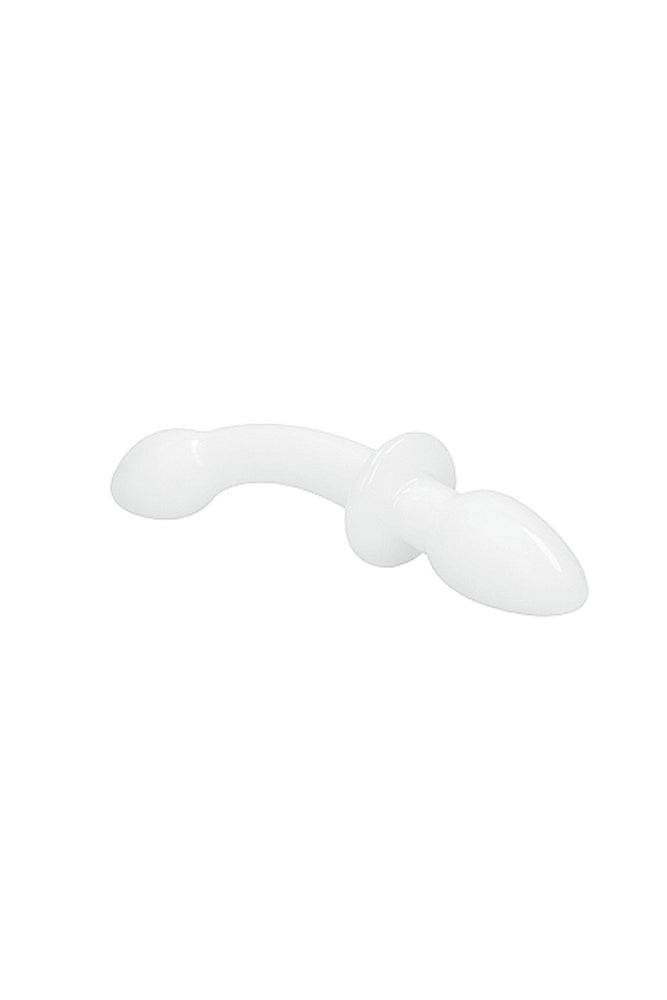 White Chrystalino double-ended glass dildo