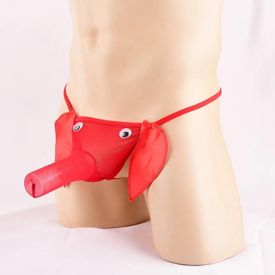 Red Elephant trunk string Funny underwear for him