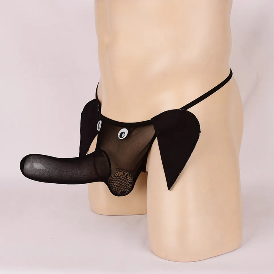 Funny Elephant trunk string Funny underwear for him in black