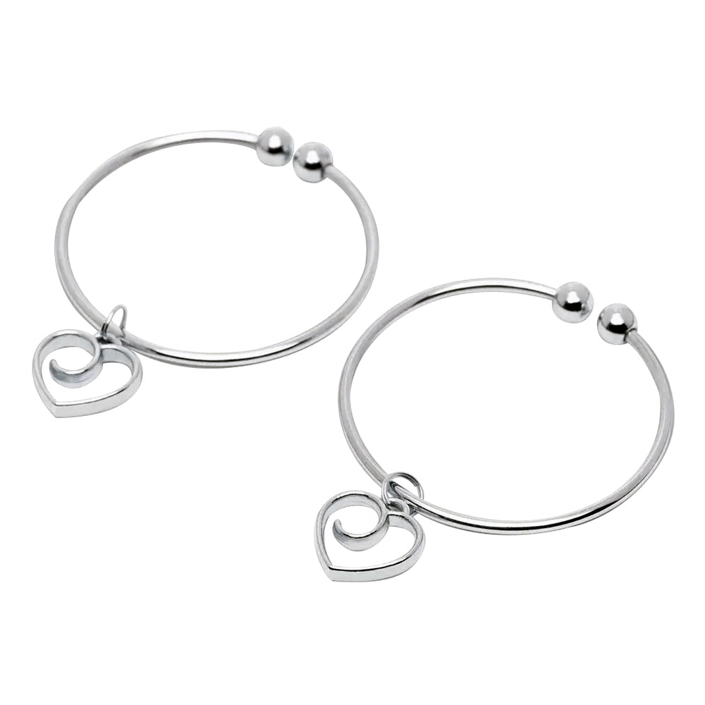 Adjustable silver nipple rings with heart-shaped pendants, non-piercing nipple jewelry, decorative adult accessory, clearance item