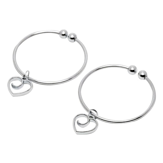 Adjustable silver nipple rings with heart-shaped pendants, non-piercing nipple jewelry, decorative adult accessory, clearance item