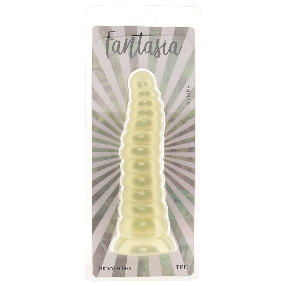 Amber textured flexible dildo with suction cup base and strap-on compatible ribbed shaft for G-spot and anal stimulation