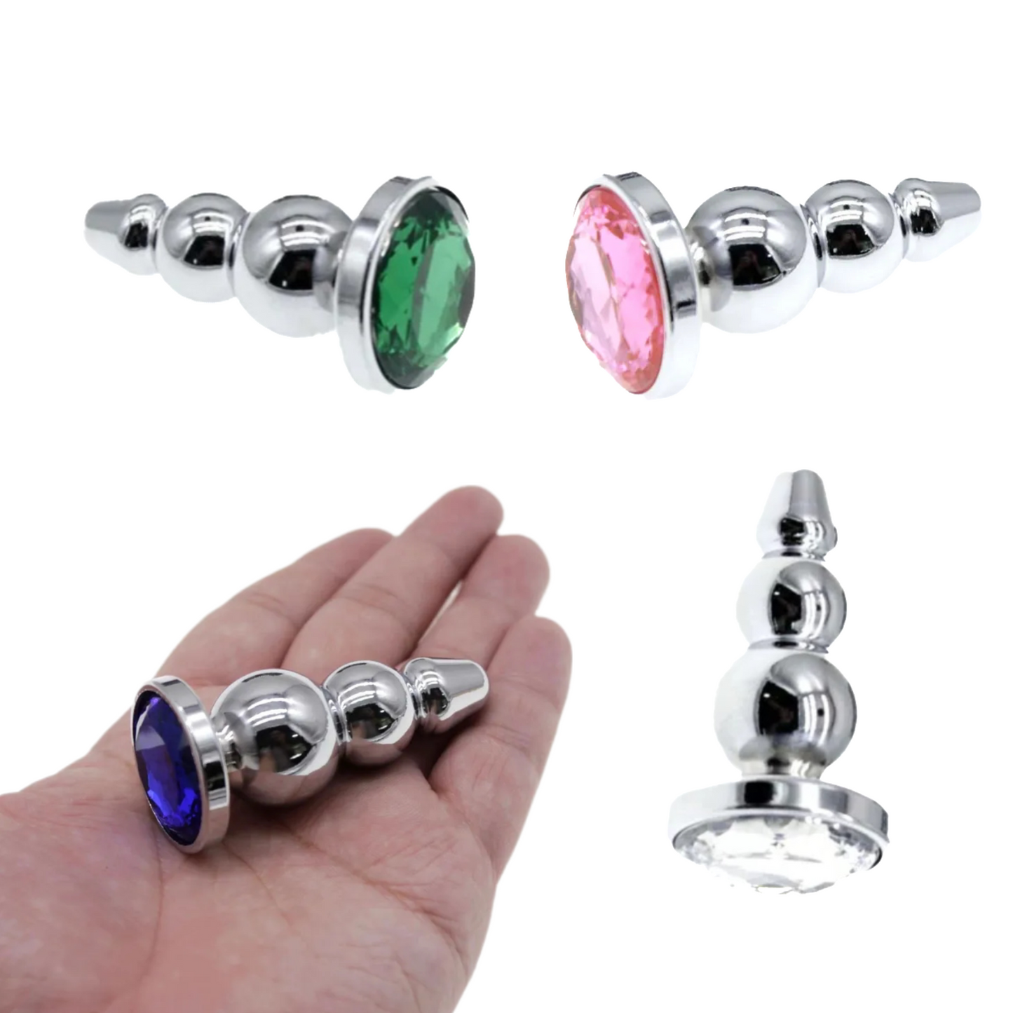 XXSmall twisted metal anal plug 18 mm with crystal gem