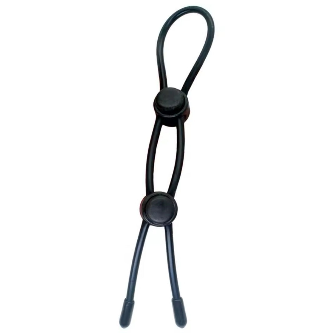 Black adjustable silicone control lasso with sliding beads