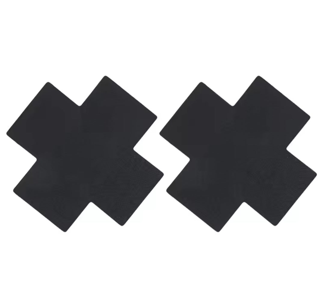 Black cross pasties nipple covers