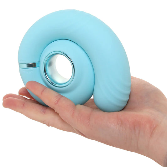 Blue Loveline Gyre rechargeable vibrator with flexible curved design for wearable and G-spot stimulation