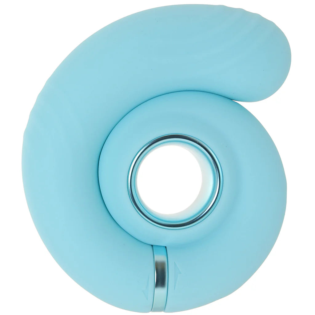 Blue Loveline Gyre rechargeable vibrator with flexible curved design for wearable and G-spot stimulation