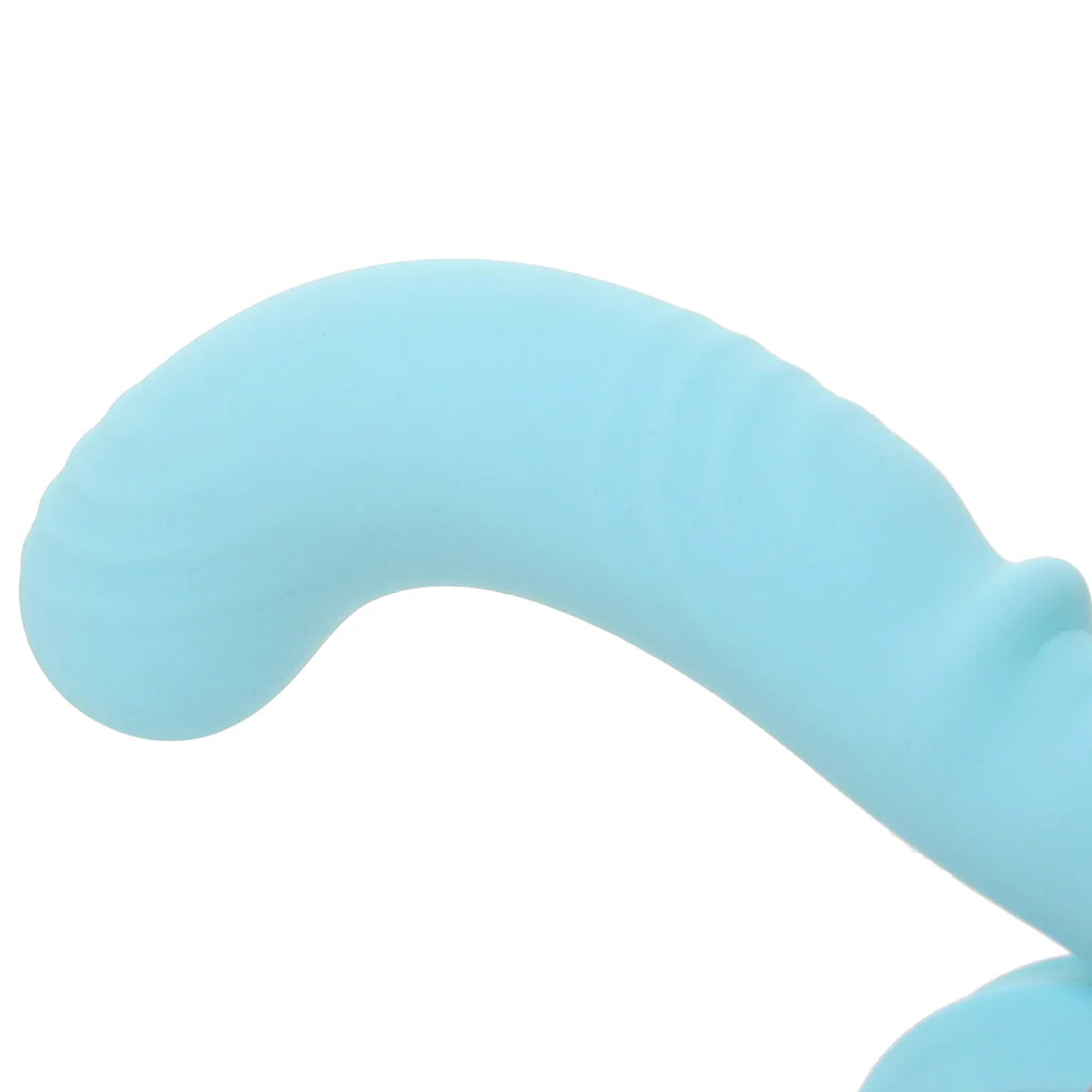 Blue Loveline Gyre rechargeable vibrator with flexible curved design for wearable and G-spot stimulation