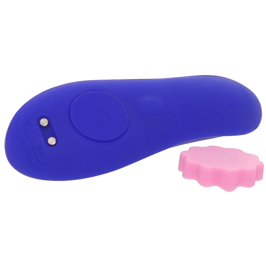 Blue ROMP Party wearable panty vibrator with remote control and magnetic clip