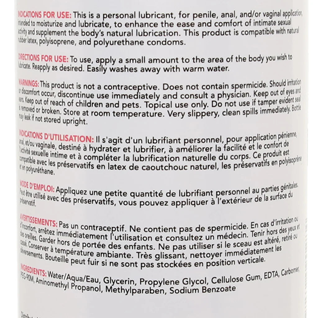 Bottle of water based anal lubricant 8oz designed for long lasting smooth glide during anal play and intimate couples use