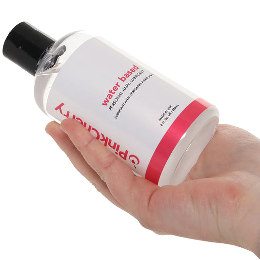 Bottle of water based anal lubricant 8oz designed for long lasting smooth glide during anal play and intimate couples use