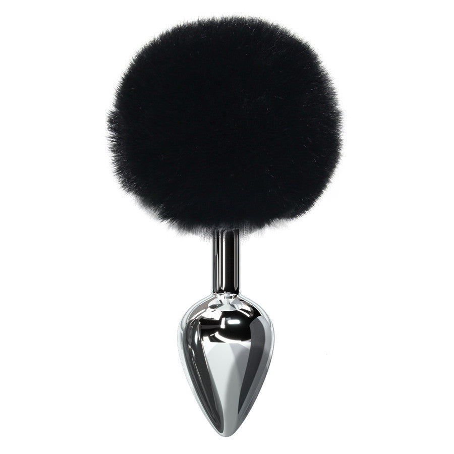 Bunny tail butt plug with faux fur tail – black or white