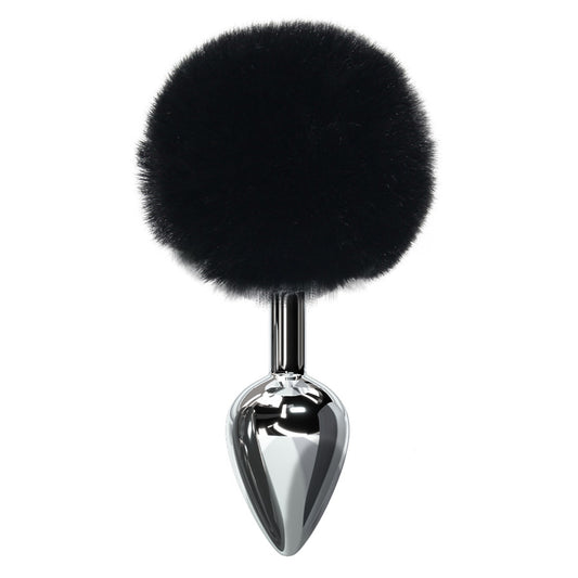 Bunny tail butt plug with faux fur tail – black or white