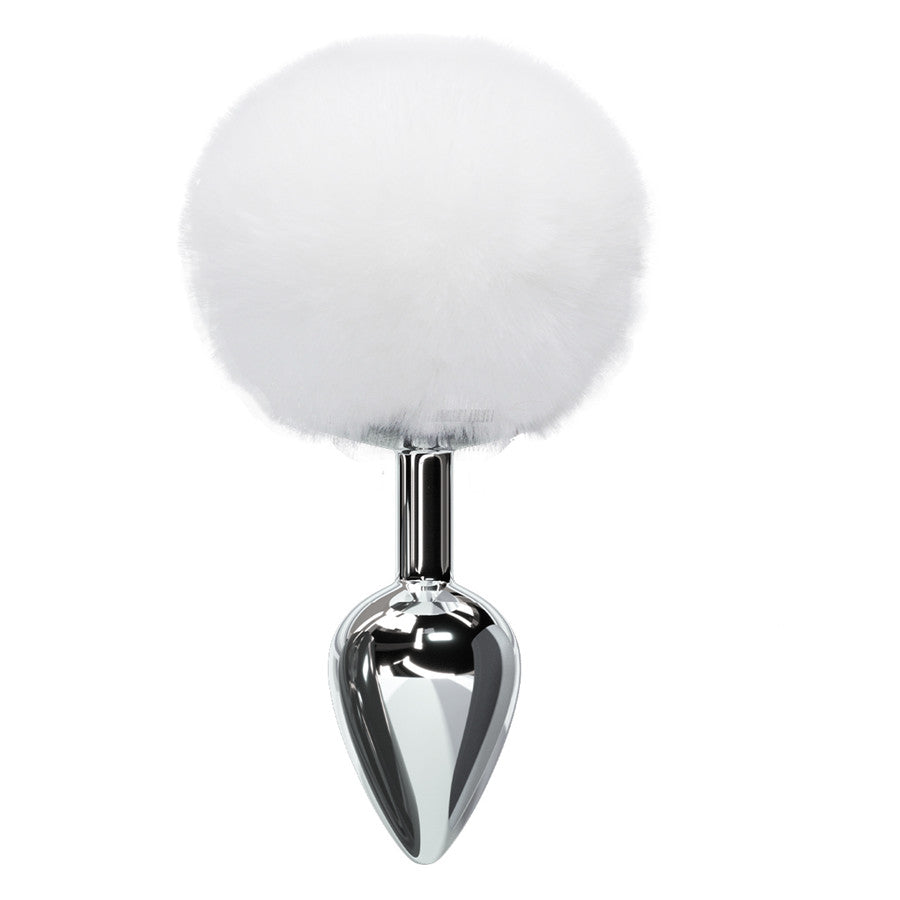 Bunny tail butt plug with faux fur tail – black or white