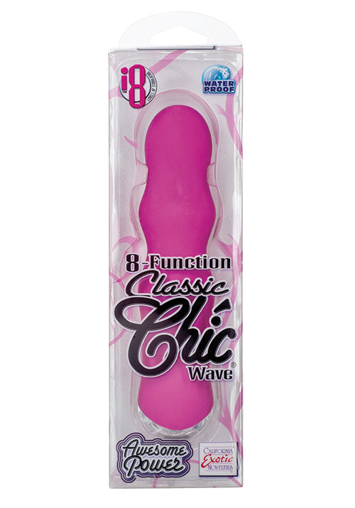 CalExotics Classic Chic Wave pink wand vibrator with curved shape