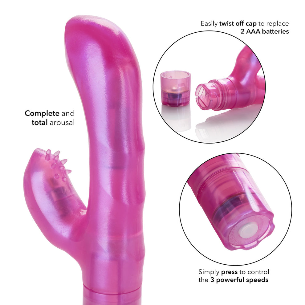 CalExotics G Kiss dual stimulation vibrator with curved shaft and clitoral stimulator