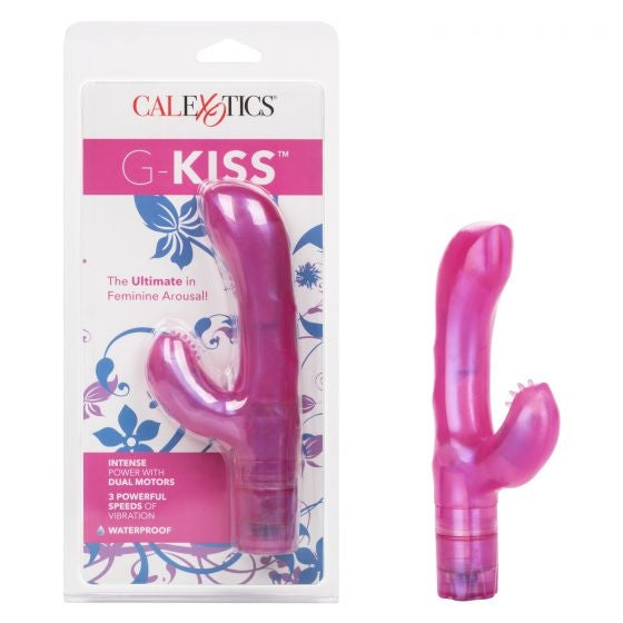 CalExotics G Kiss dual stimulation vibrator with curved shaft and clitoral stimulator