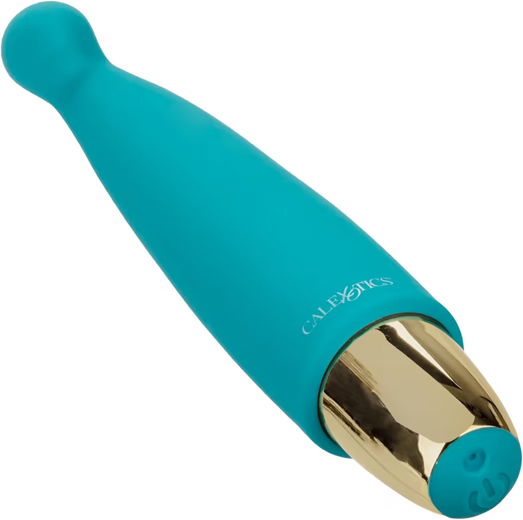 CalExotics Slay #Adore Me rechargeable external vibrator in teal silicone