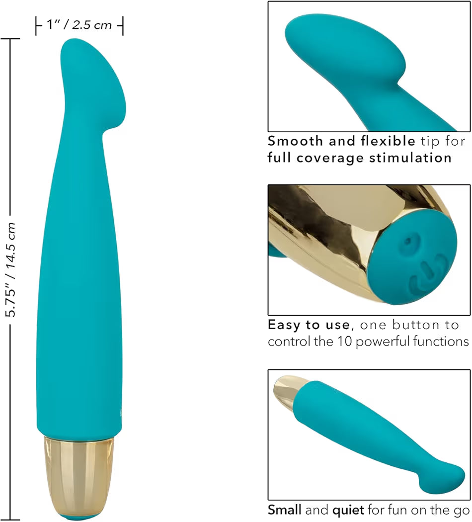 CalExotics Slay #Adore Me rechargeable external vibrator in teal silicone
