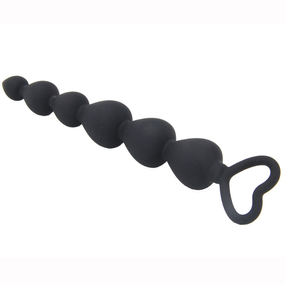 Compact silicone anal beads with small heart handle
