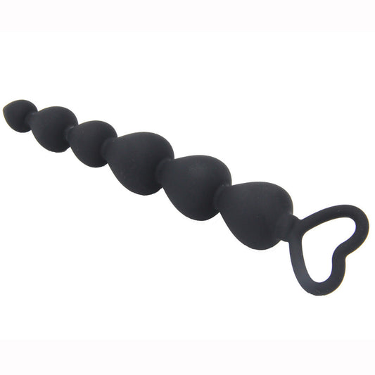 Compact silicone anal beads with small heart handle