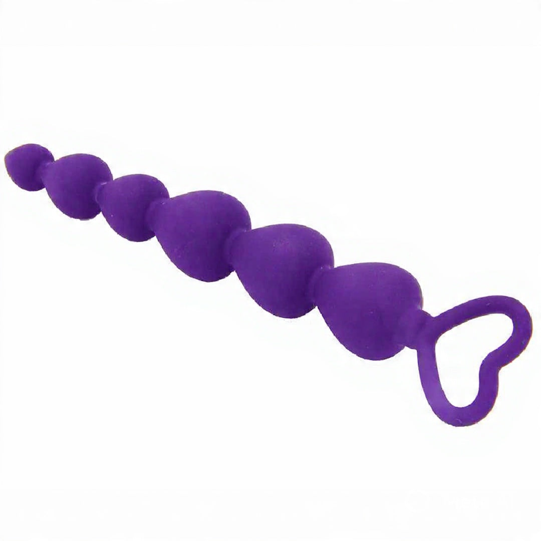 Compact silicone anal beads with small heart handle