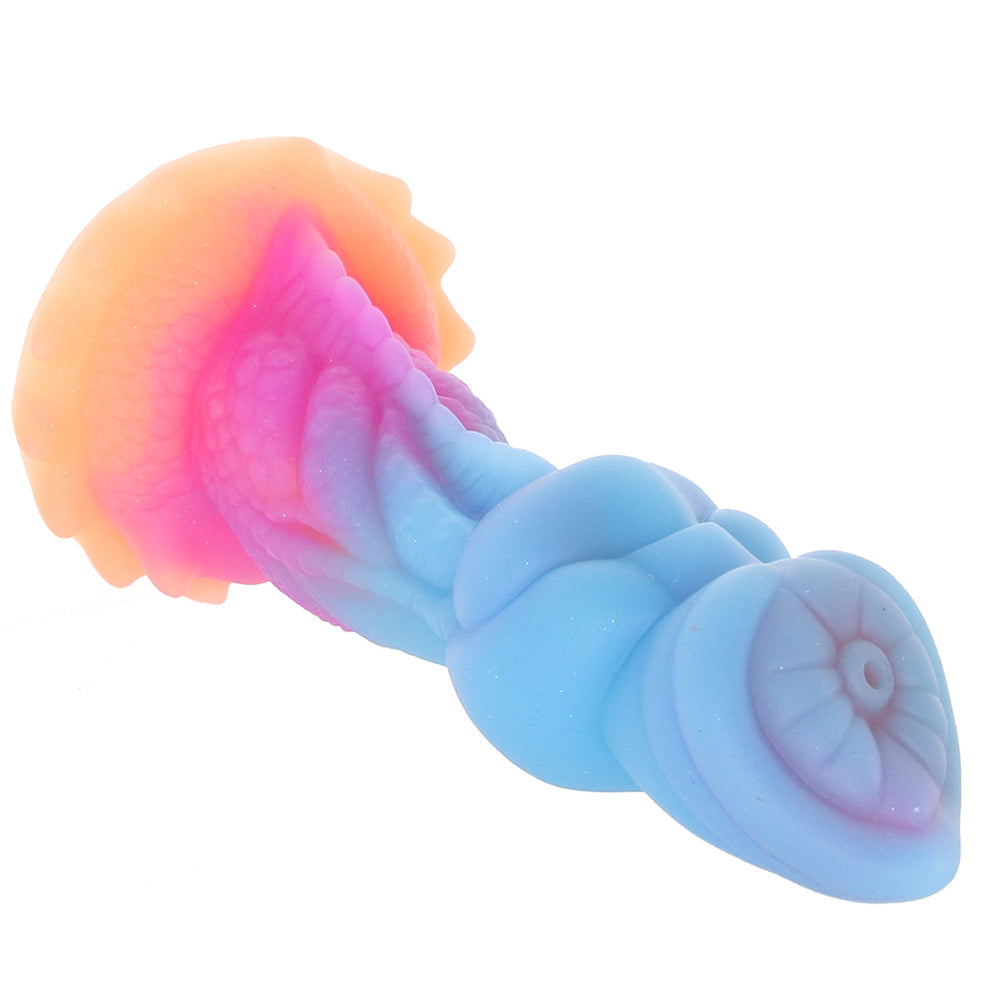 Creature Cocks Aqua-Cock glow in the dark fantasy tentacle dildo with blue and pink textured monster design