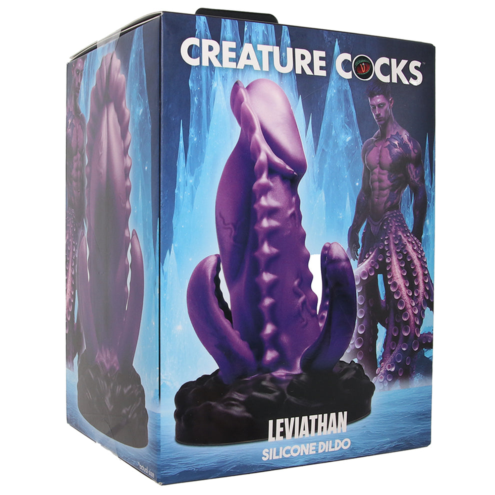 Creature Cocks Leviathan fantasy tentacle dildo with purple textured shaft and suction cup monster base
