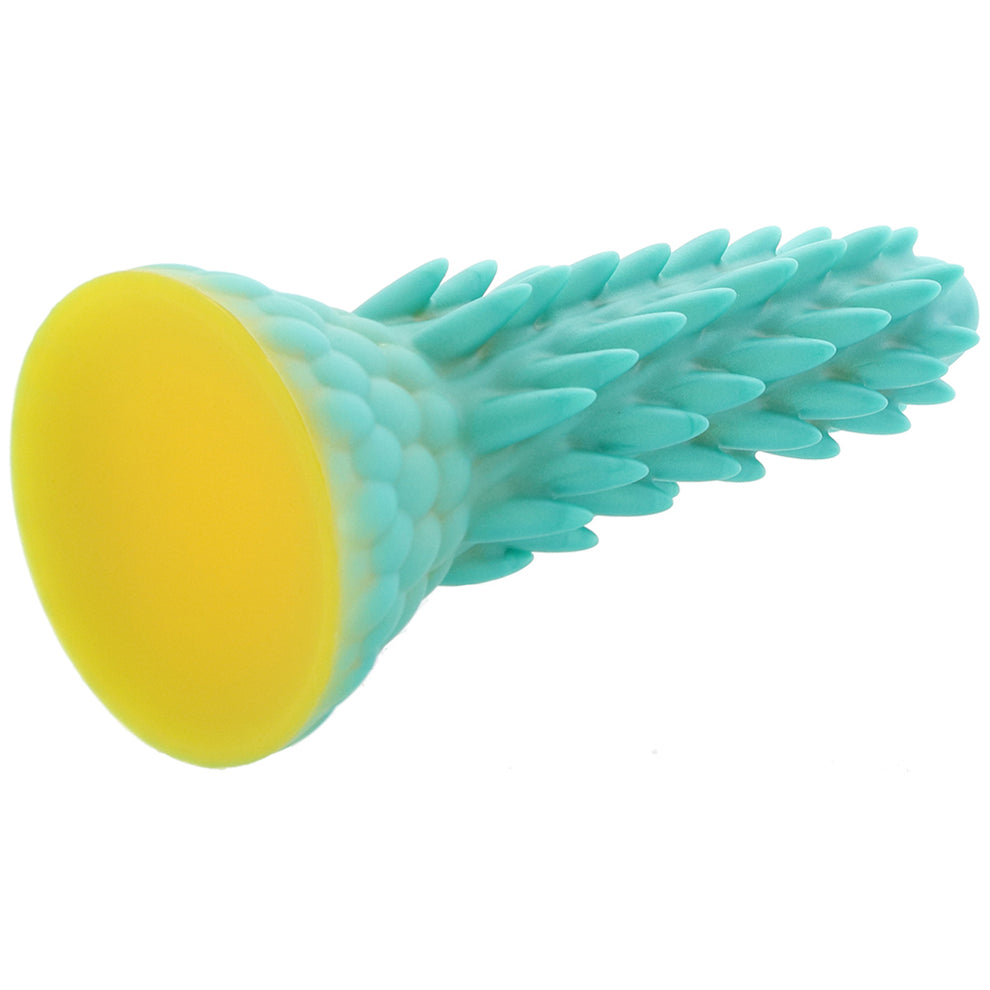 Creature Cocks Stegosaurus fantasy reptile dildo with soft spikes, scaled texture, and turquoise silicone design