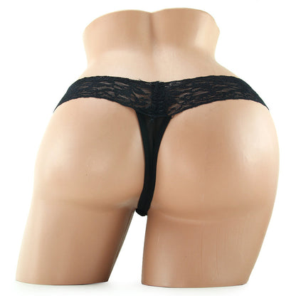 Crotchless vibrating black panties with pleasure beads - small vibrator