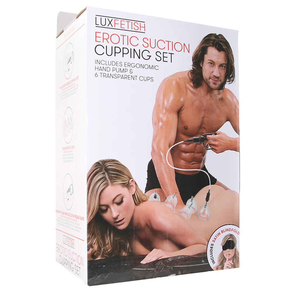 Erotic suction cupping set with clear cups and hand pump for BDSM sensory and nipple play