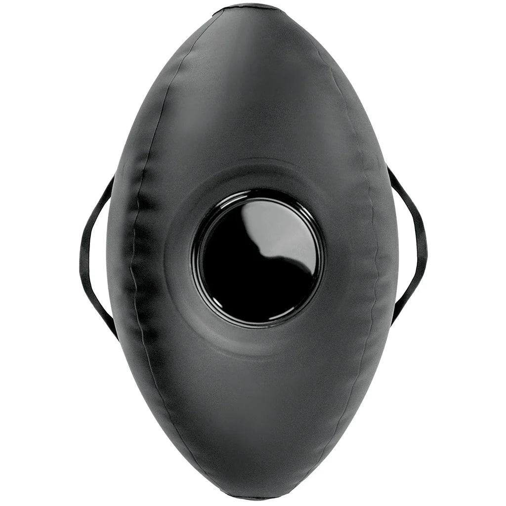 Fetish Fantasy inflatable sex position ball with attached black silicone dildo and body support straps