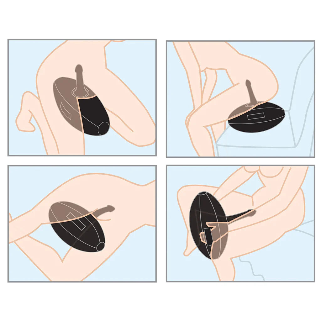 Fetish Fantasy inflatable sex position ball with attached black silicone dildo and body support straps