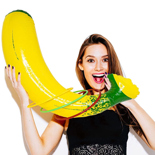 Make your bachelorette party unforgettable with the Bachelorette Bride Party Favors Inflatable Banana Ring Toss! 