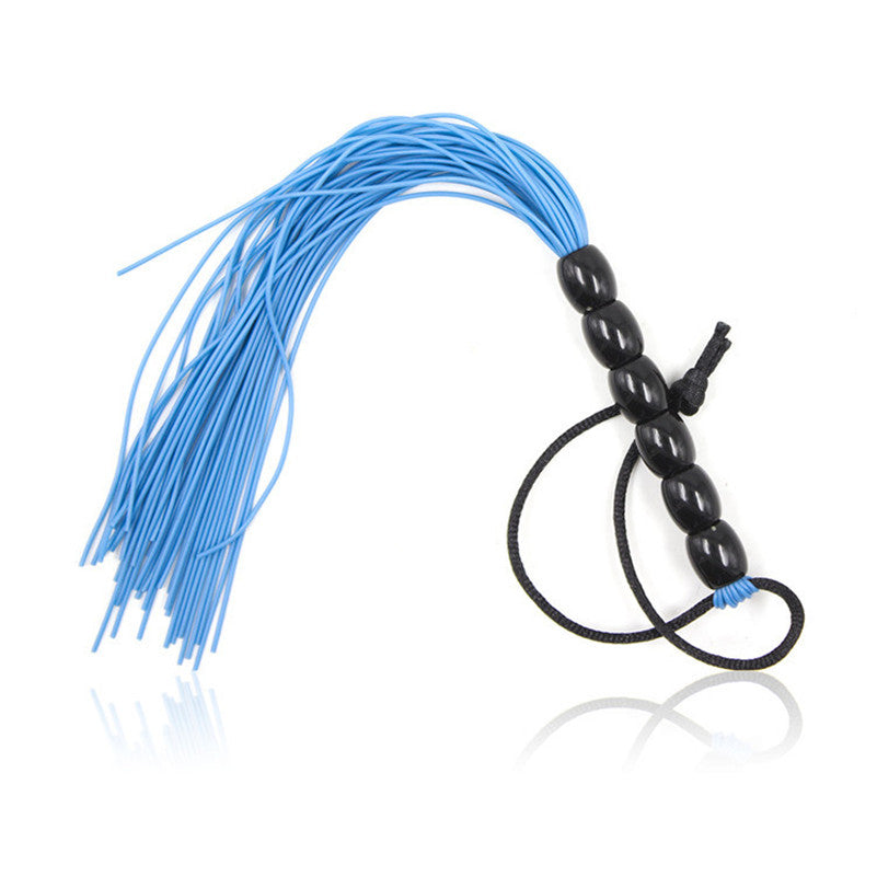 Mini rubber flogger with beaded handle in assorted colors
