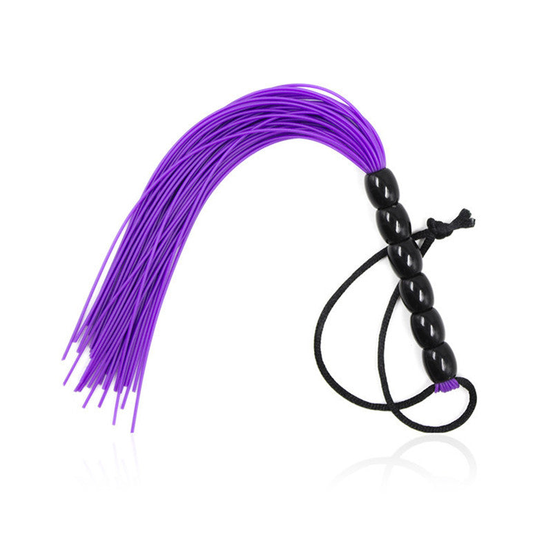 Mini rubber flogger with beaded handle in assorted colors