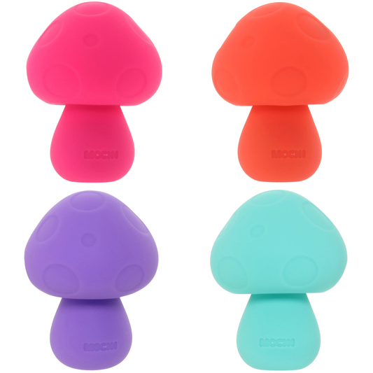 Mochi silicone mushroom mini vibrator in orange with rechargeable waterproof compact design