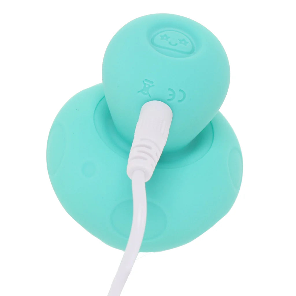 Mochi silicone mushroom mini vibrator in purple with rechargeable waterproof compact design