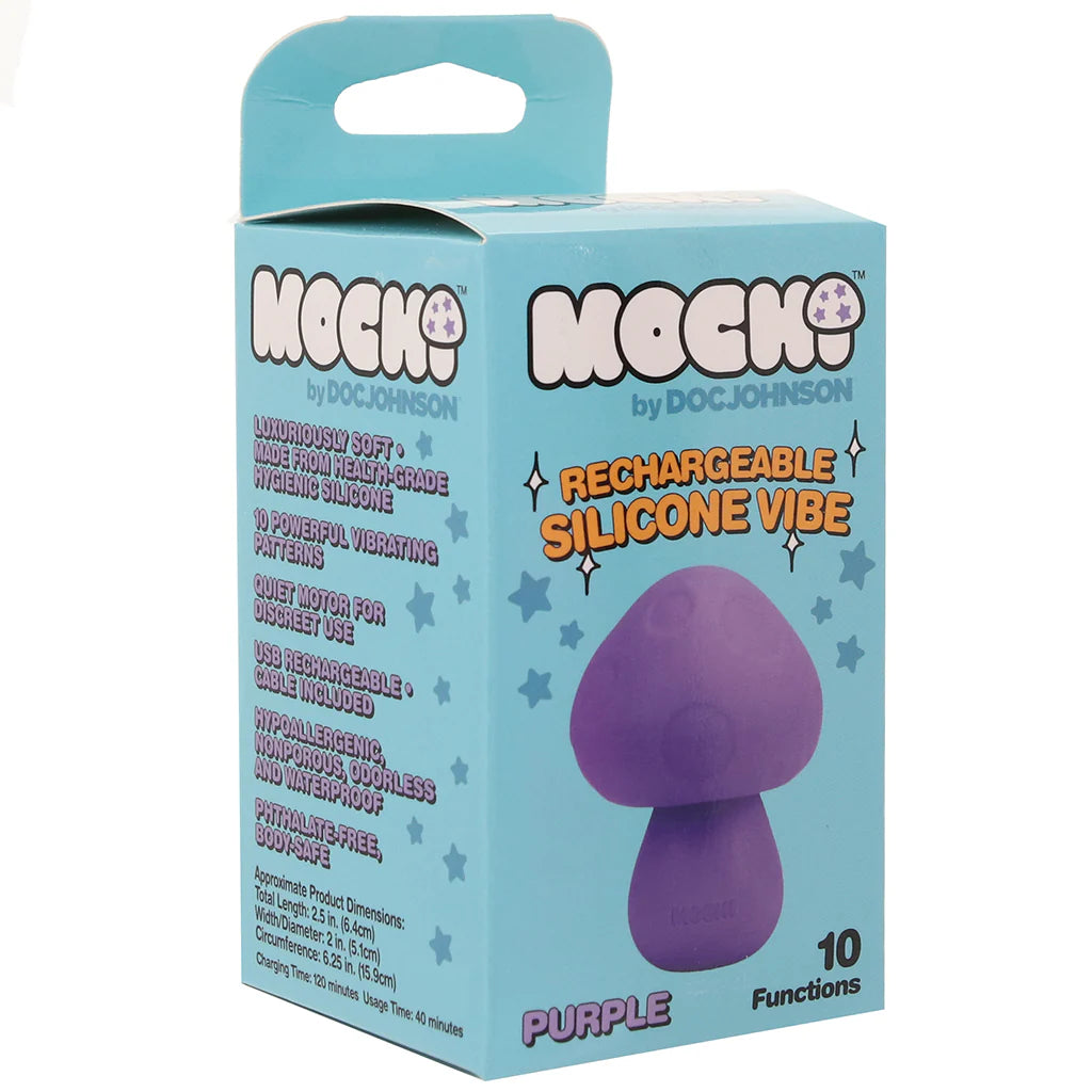 Mochi silicone mushroom mini vibrator in purple with rechargeable waterproof compact design