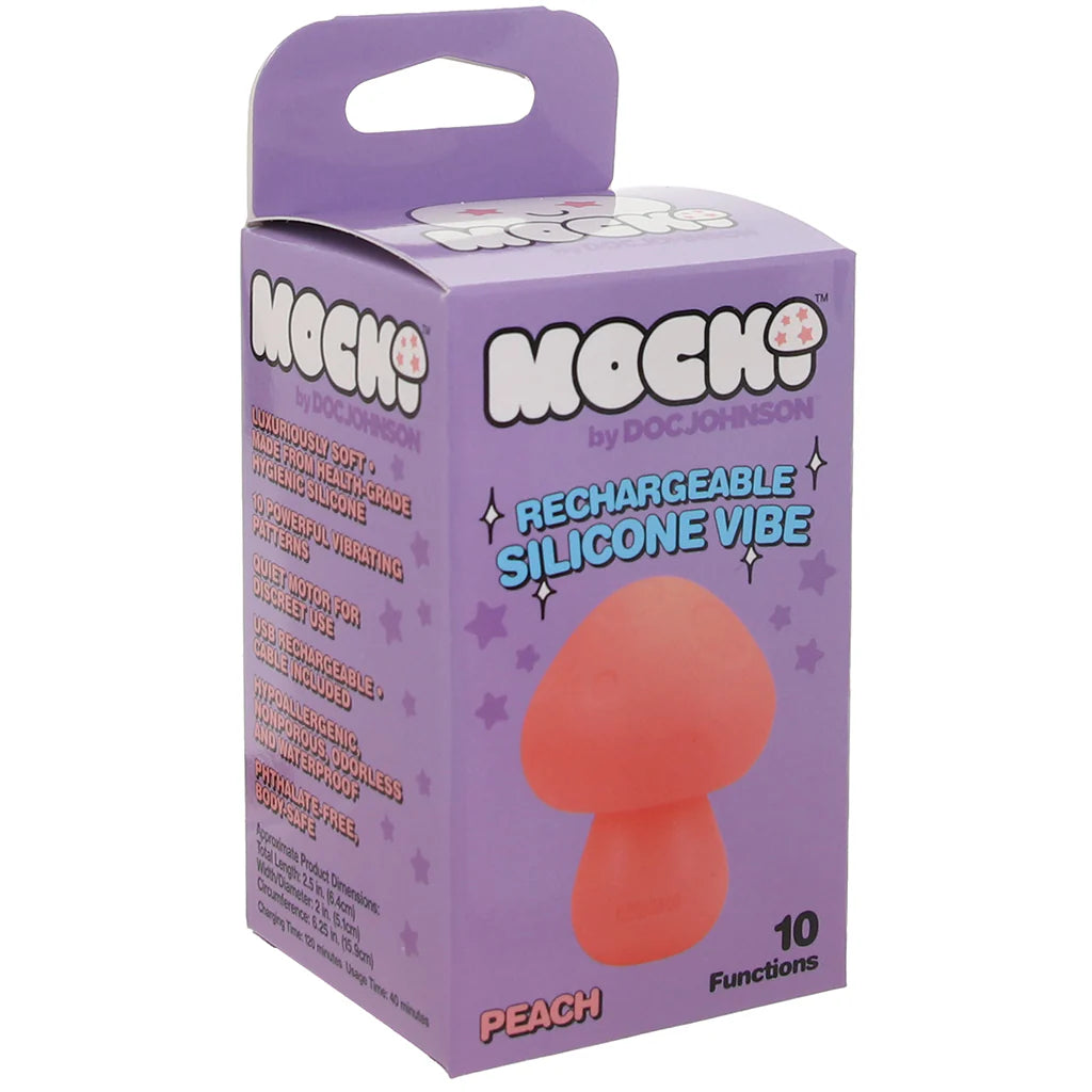 Mochi silicone mushroom mini vibrator in orange with rechargeable waterproof compact design