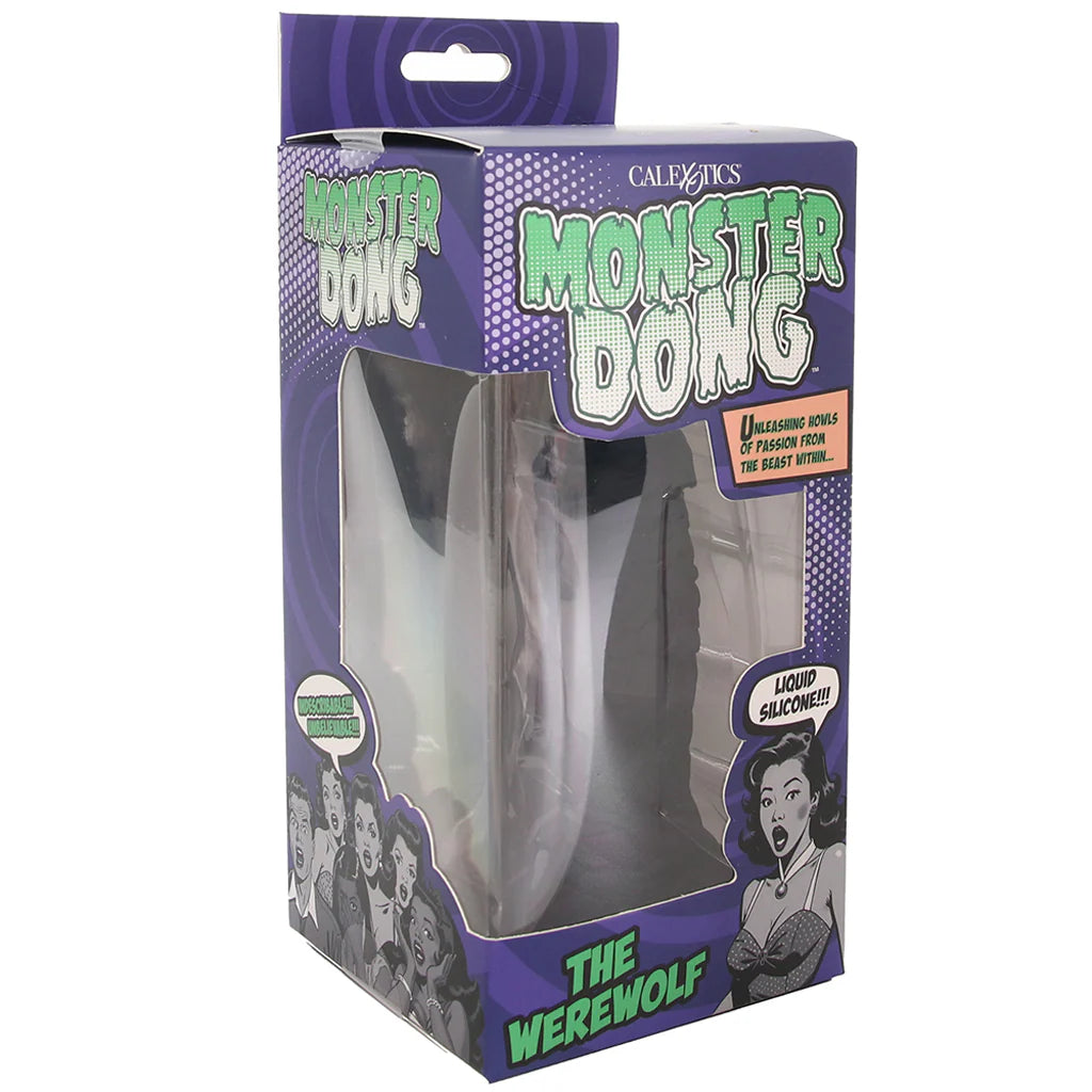 Monster Dong The Werewolf fantasy canine dildo with black textured silicone shaft and suction cup base