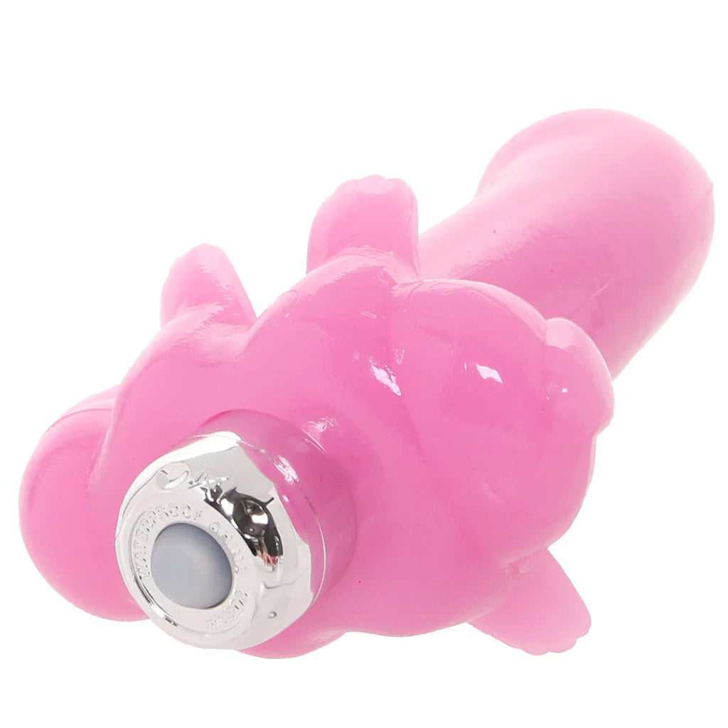Pink Bunny Dreams rabbit vibrator with curved shaft and bunny-style clitoral stimulator for dual stimulation.