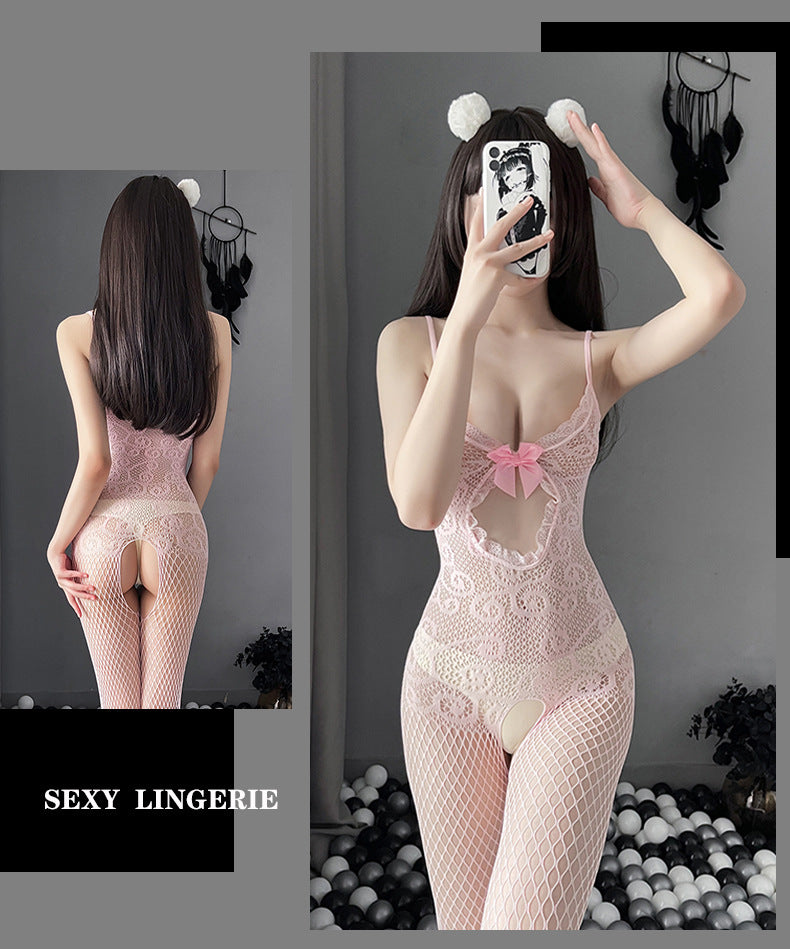 Leave your lover in awe as you adorn yourself in this sexy bodysuit that's sure to have them worshipping at your feet. Ramp up playtime with this pink sensual cheeky design