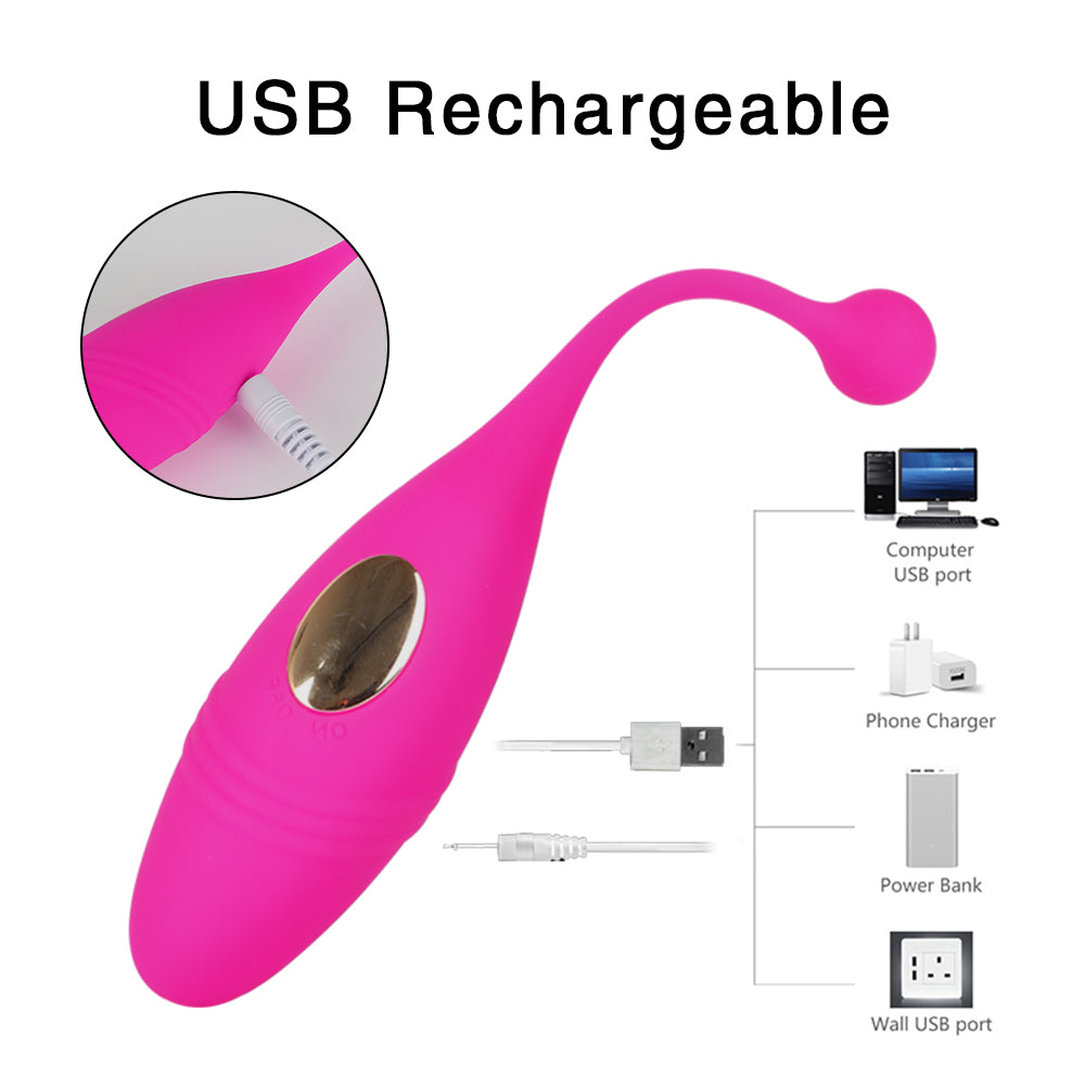 Pink remote control vibrating egg with flexible tail USB