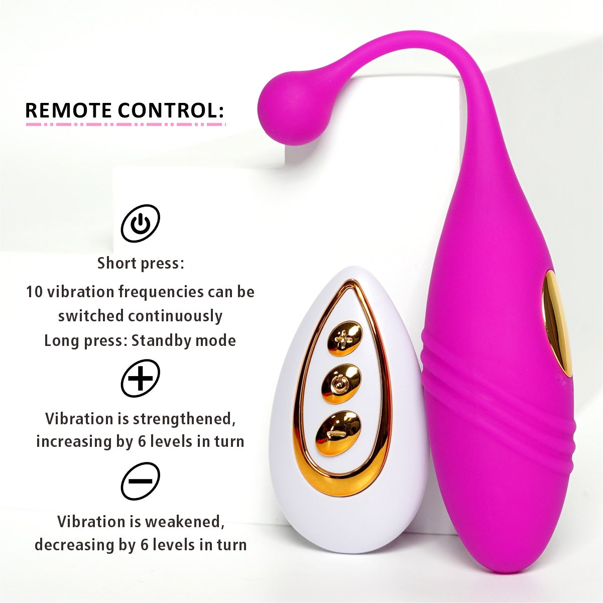 Pink remote control vibrating egg with flexible tail