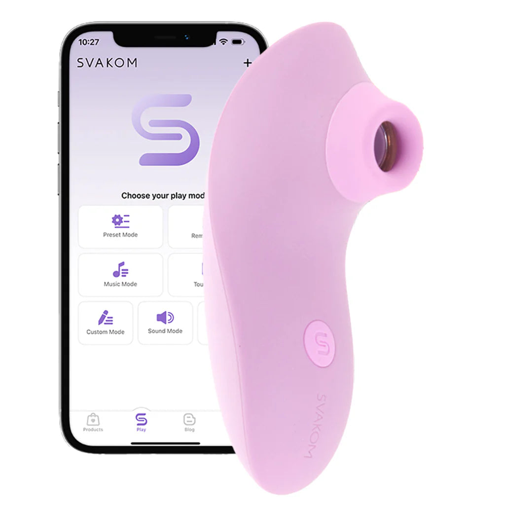 Pulse Lite Neo app controlled suction stimulator available in lavender pale rosette and seafoam blue