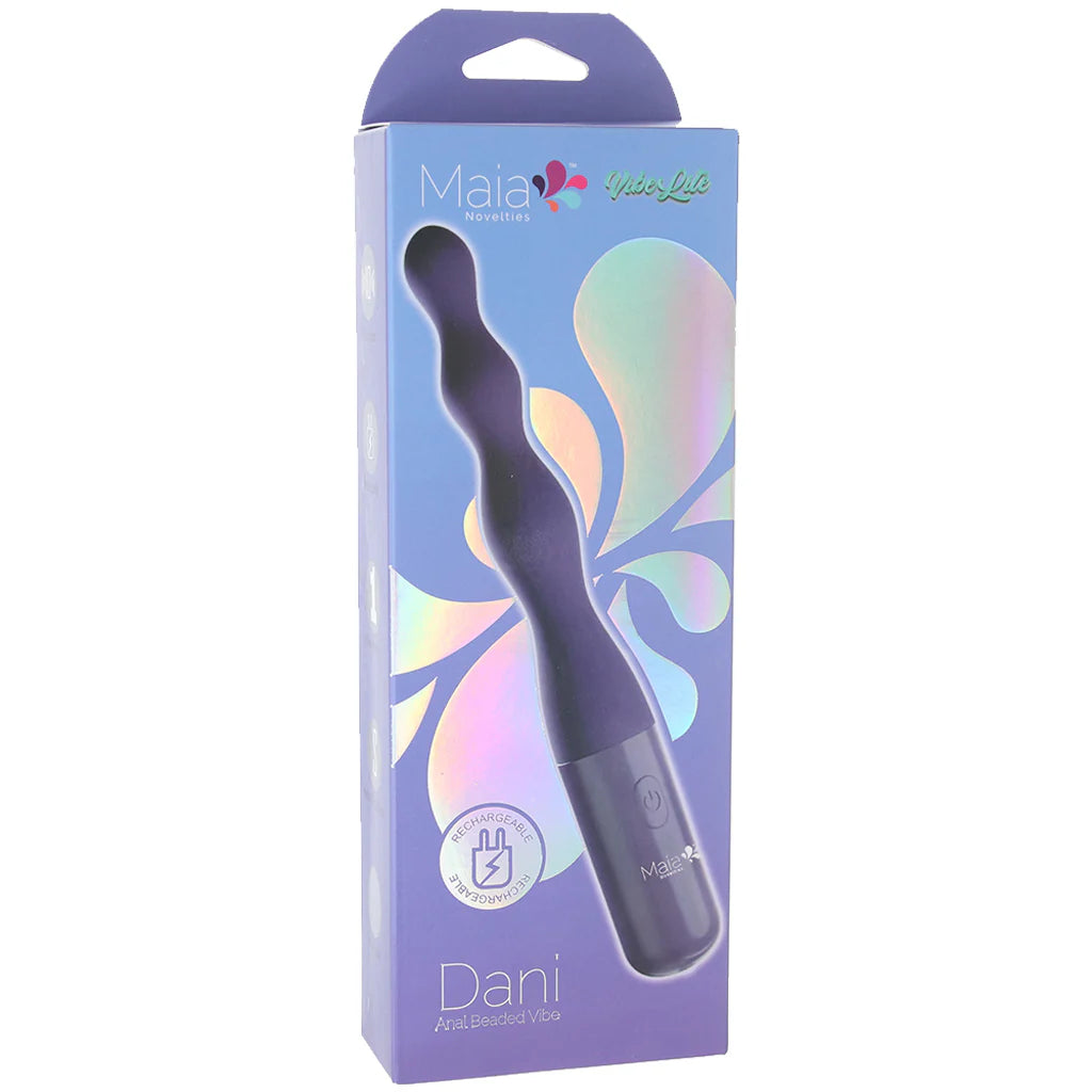 Purple Maia Dani vibrating silicone anal beads with graduated design