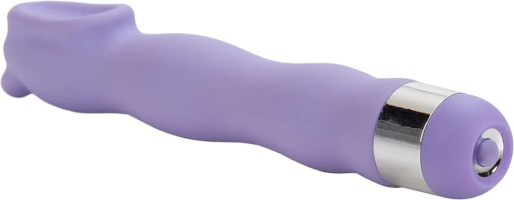 Purple clitoral massager with scoop-shaped head